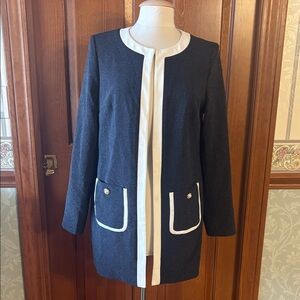 Karl Lagerfeld Navy Blue and White Blazer. Women’s size Medium